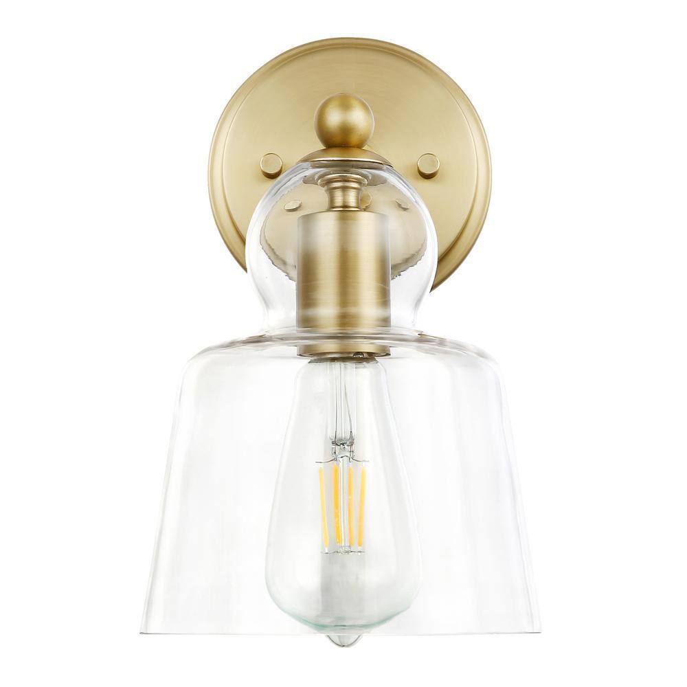 Light Society Riis 5 in. Brushed Brass/Clear Wall Sconce