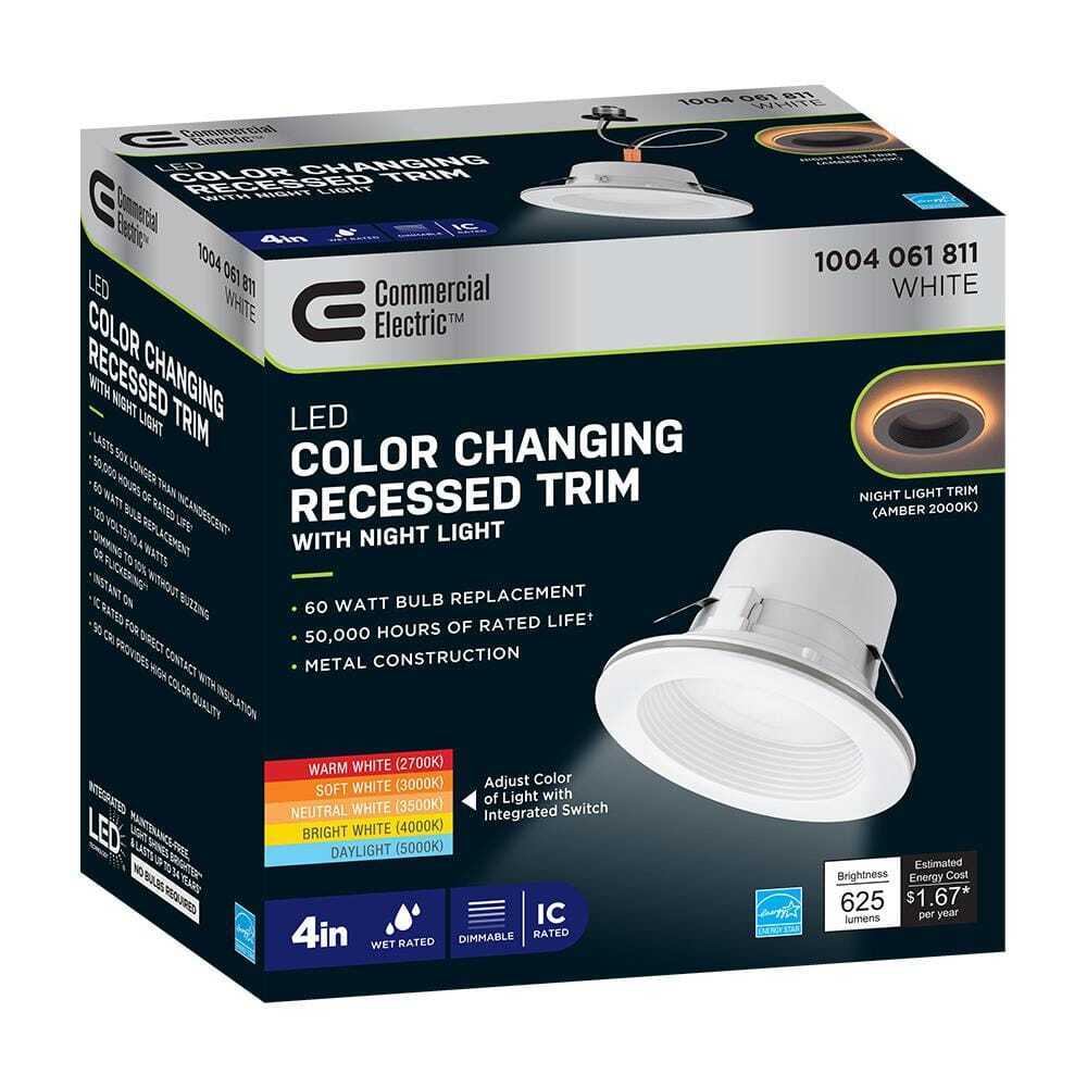Commercial Electric 4 in. Color Selectable CCT LED Recessed Light Trim