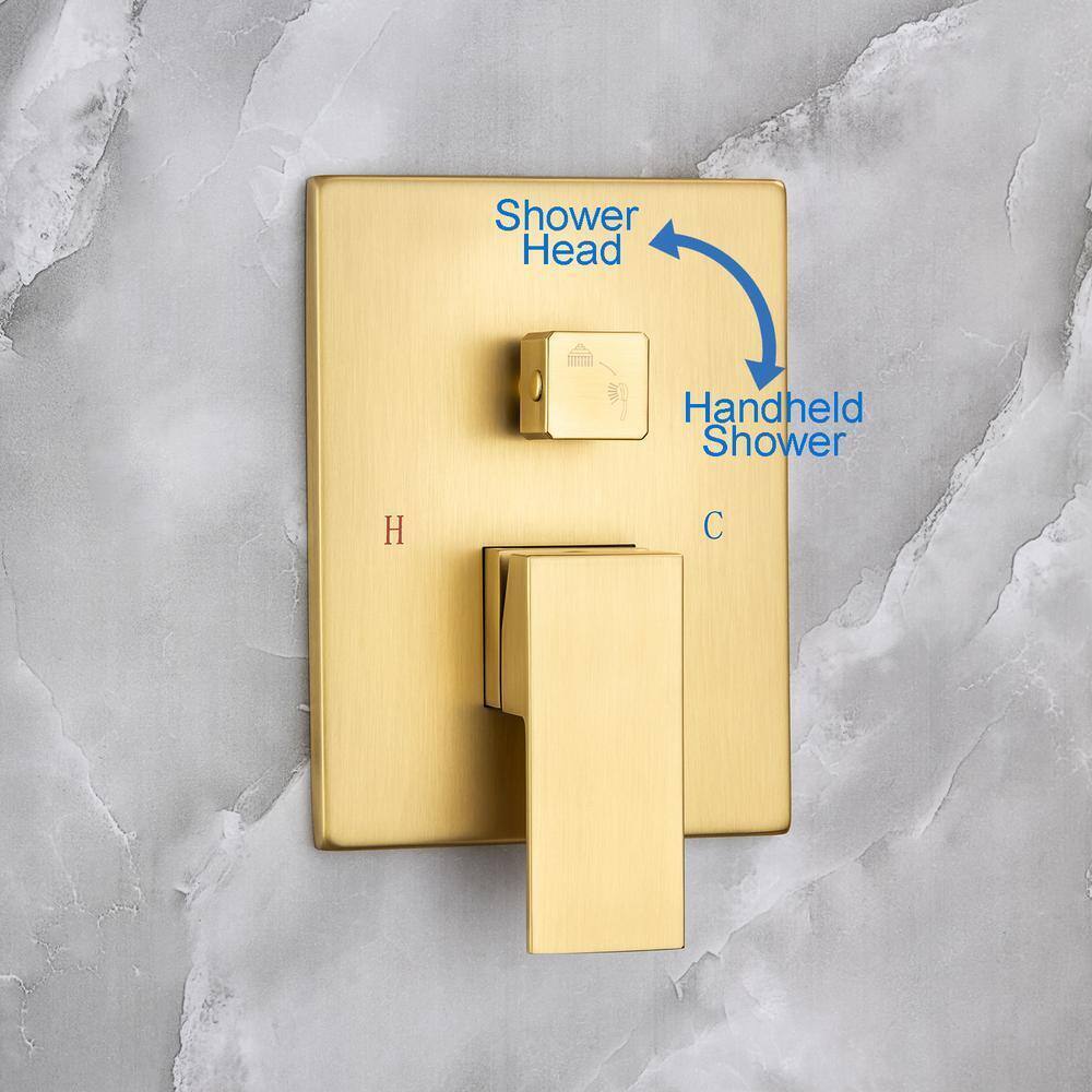rainlex 10 in. Shower Head High Pressure Shower Faucet Gold Color Valve Included