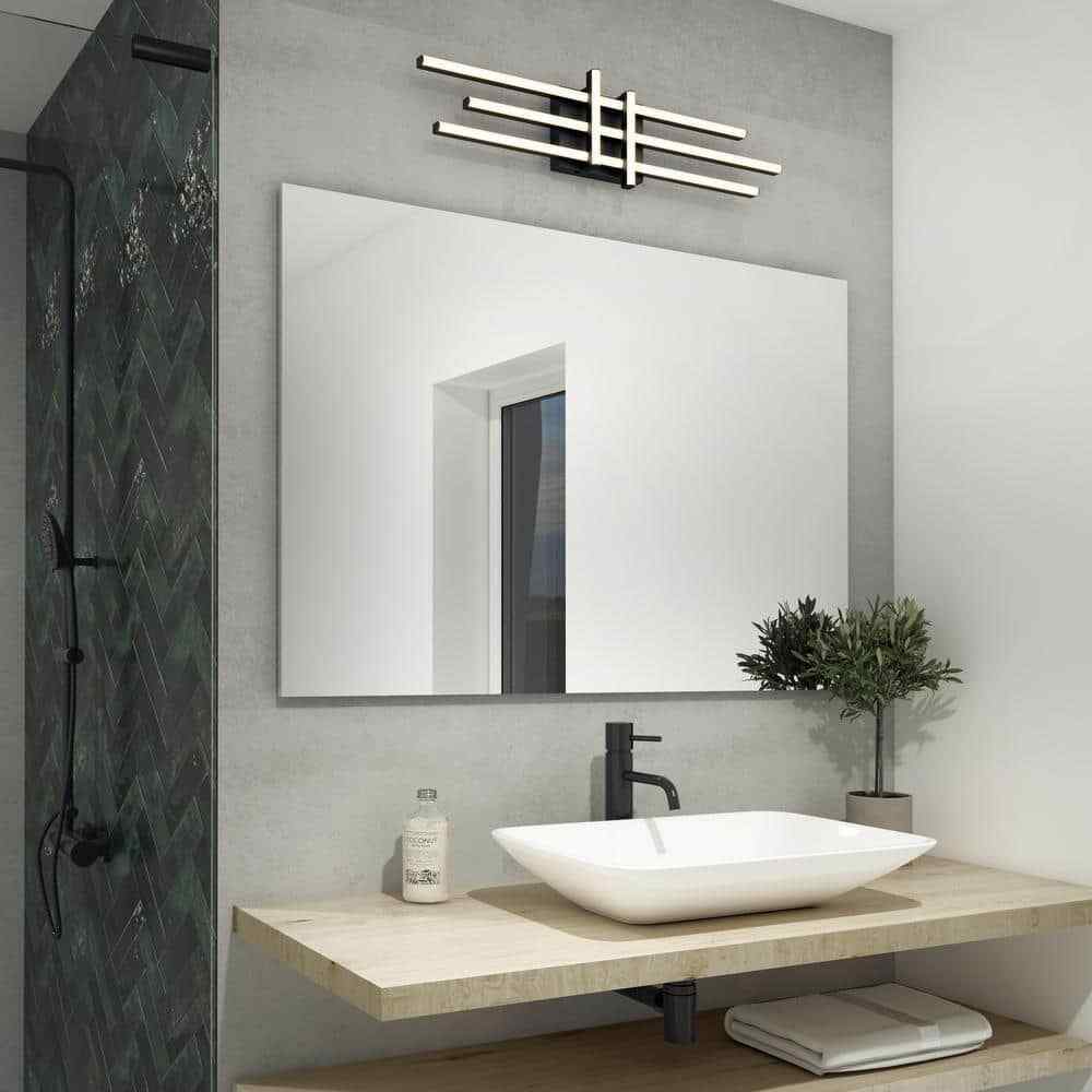 Artika Grid 27 in. Light Matte Black LED 3 CCT Vanity Light Bar for Bathroom
