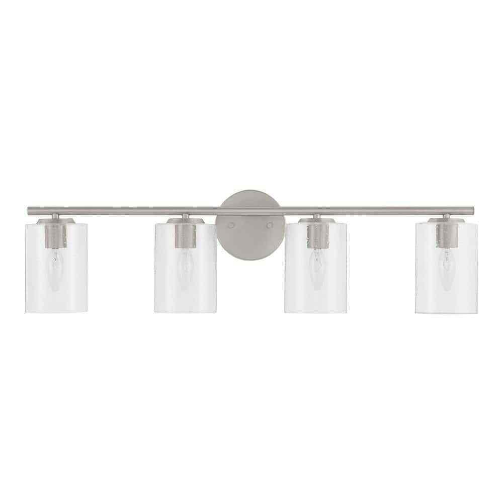 Hampton Bay Champlain 4-Light Brushed Nickel Modern Bathroom Vanity Light