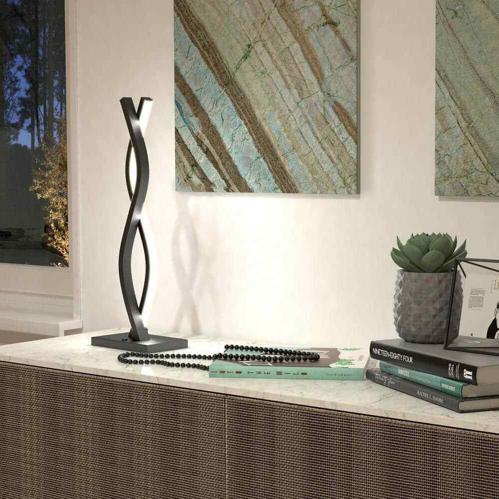 Artika Wave 18 in. Black Modern Dimmable Table Lamp for Living Room TL-WA-BL