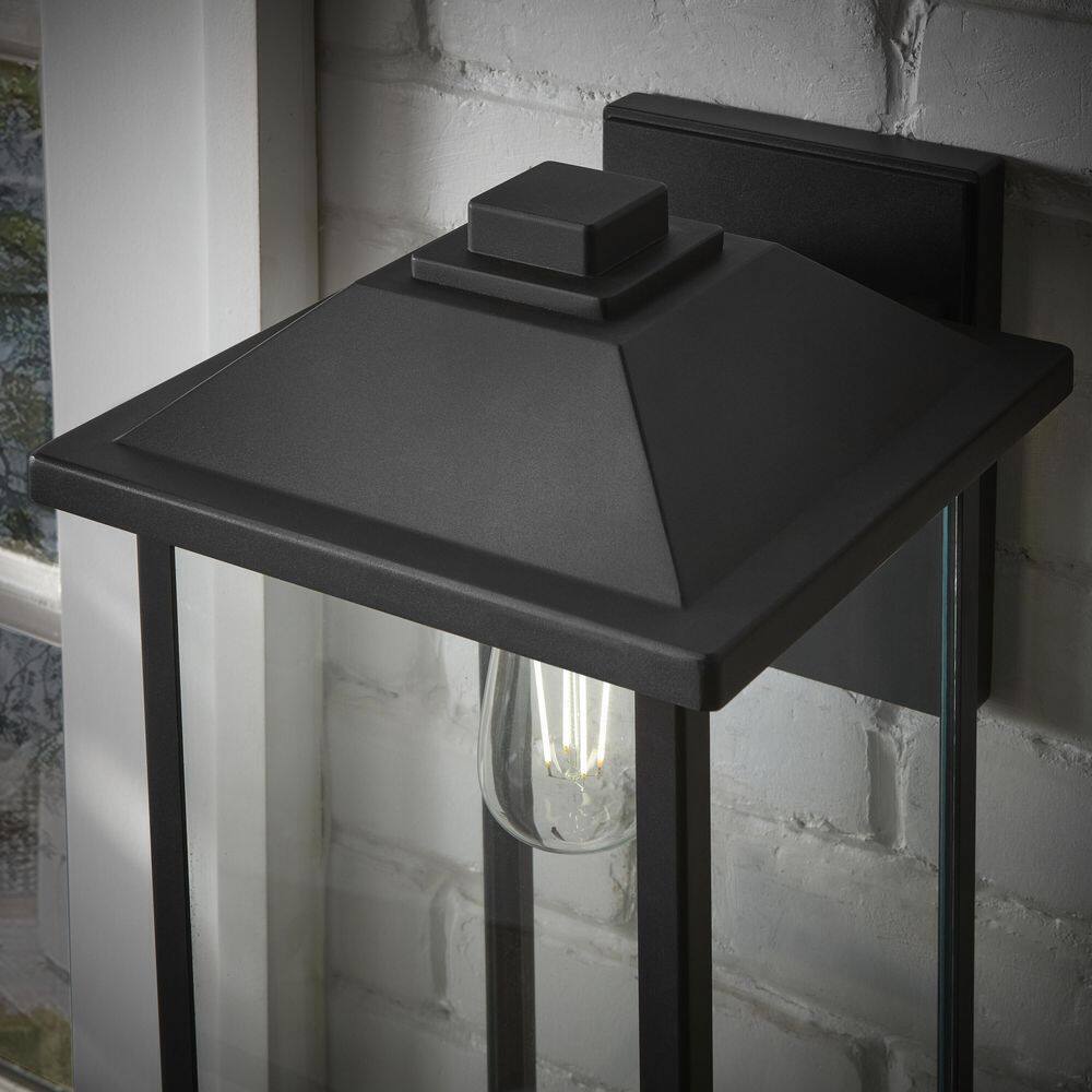1-Light 18 in. Black Hardwired Classic Outdoor Wall Lantern Sconce