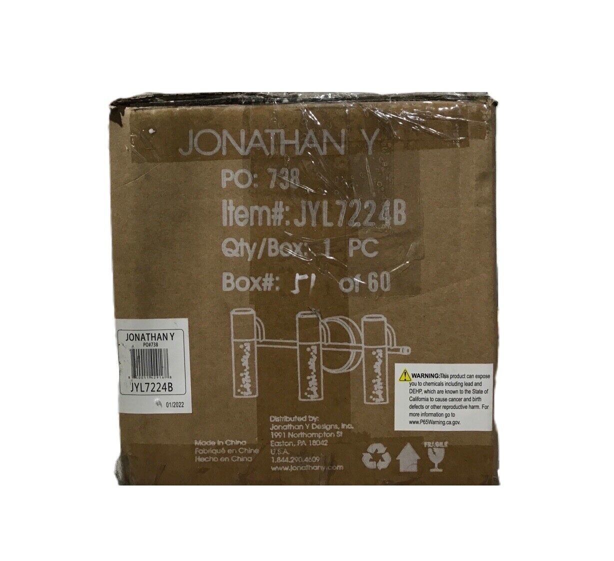 JONATHAN Y Bolha 18 in. 3-Light Brass, Acrylic/Iron Integrated LED Vanity Light