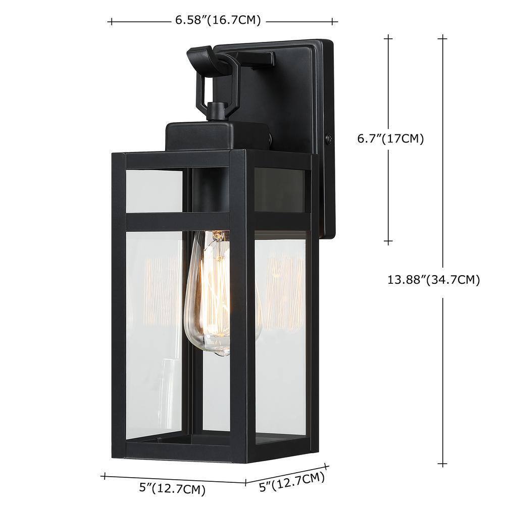Pia Ricco Outdoor Wall Light 1-Light Black Exterior Wall Sconce Light Fixture