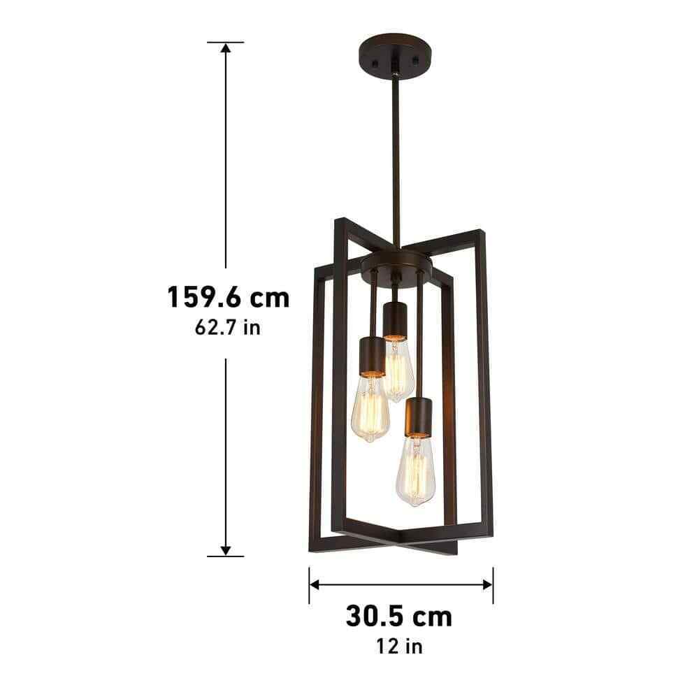 Artika Yale 3-light Black Modern Industrial Caged Hanging Pendant Light