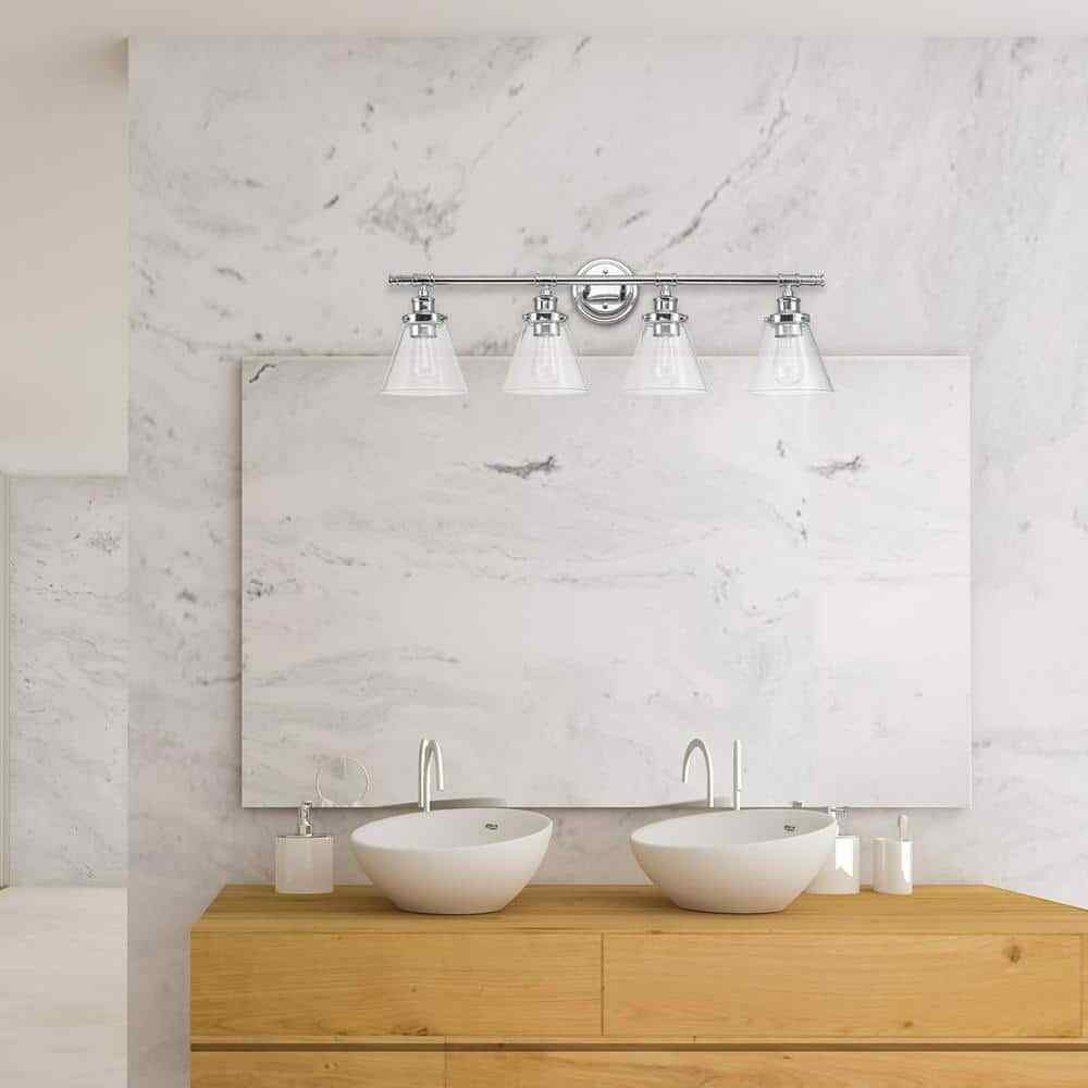 Globe Electric Parker 4-Light Chrome Vanity Light with Clear Glass Shades 51446