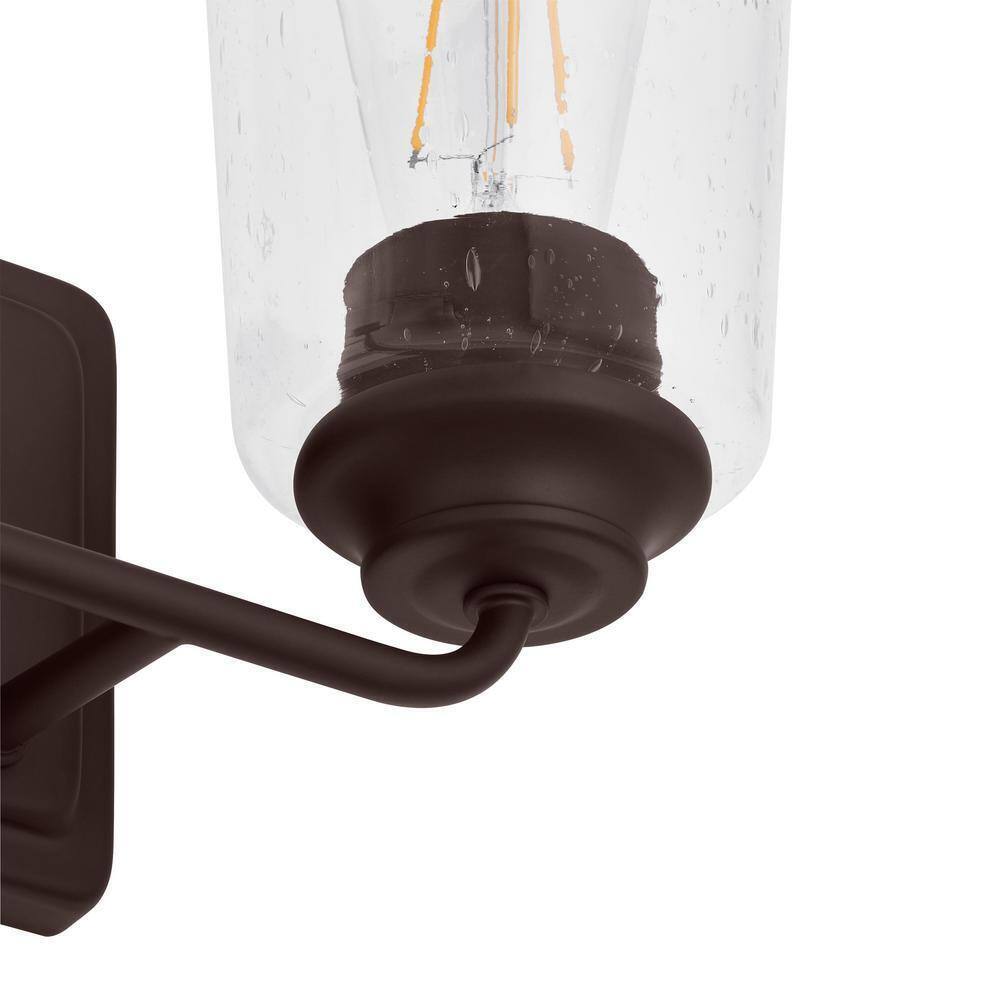 Hampton Bay Evangeline 13-5/8 in. 2-Light Modern Bronze Bathroom Vanity Light