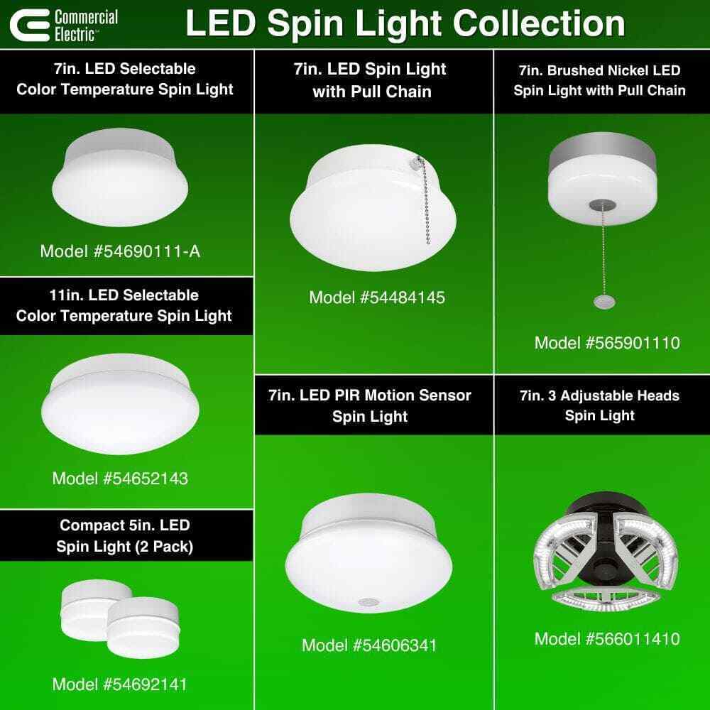 Commercial Electric Spin Light 7 in. Closet Light LED Flush Mount Ceiling Light