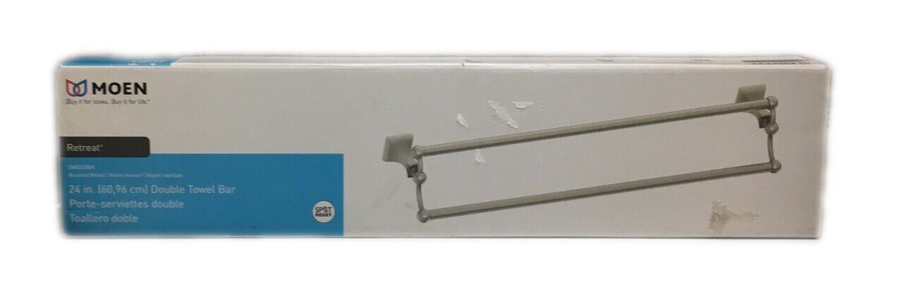 MOEN Retreat 24 in. Double Towel Bar in Spot Resist Brushed Nickel DN8322BN