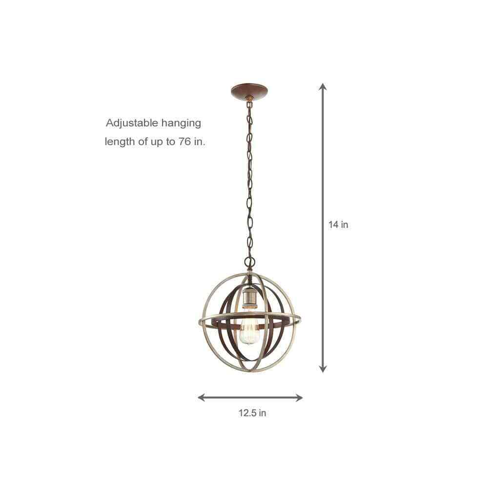 Home Decorators Barton Bay 1-Light Bronze and Champagne Pewter Orb Mini Pendant