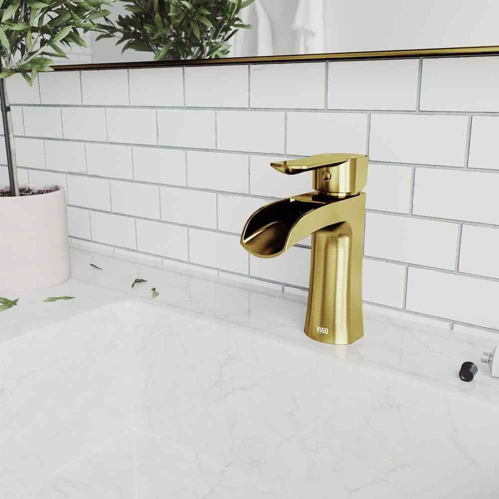 VIGO Paloma Single Handle Single-Hole Bathroom Faucet in Matte Brushed Gold