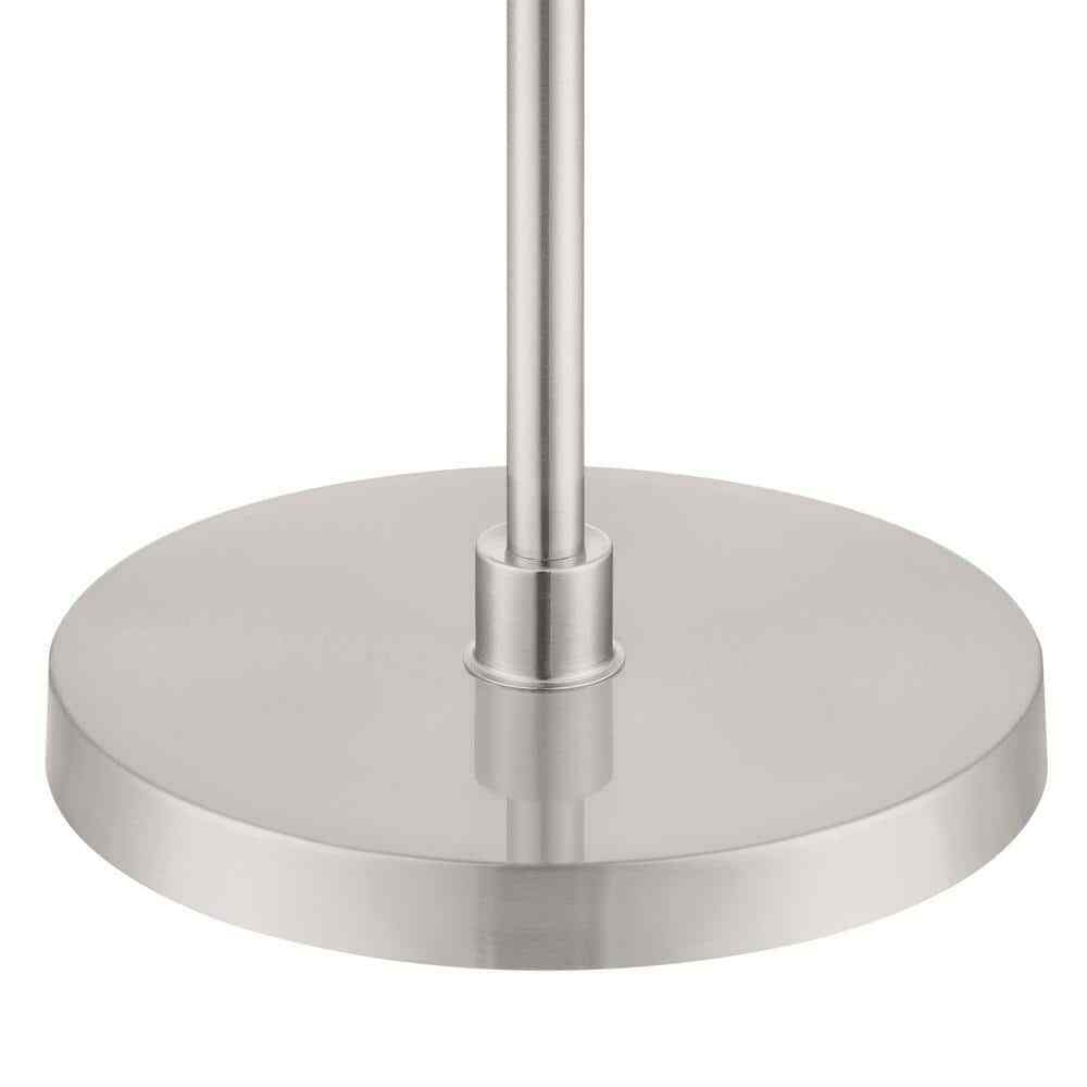 Hampton Bay Stanyan 58 in. Brushed Nickel Standard Floor Lamp Fabric White Shade