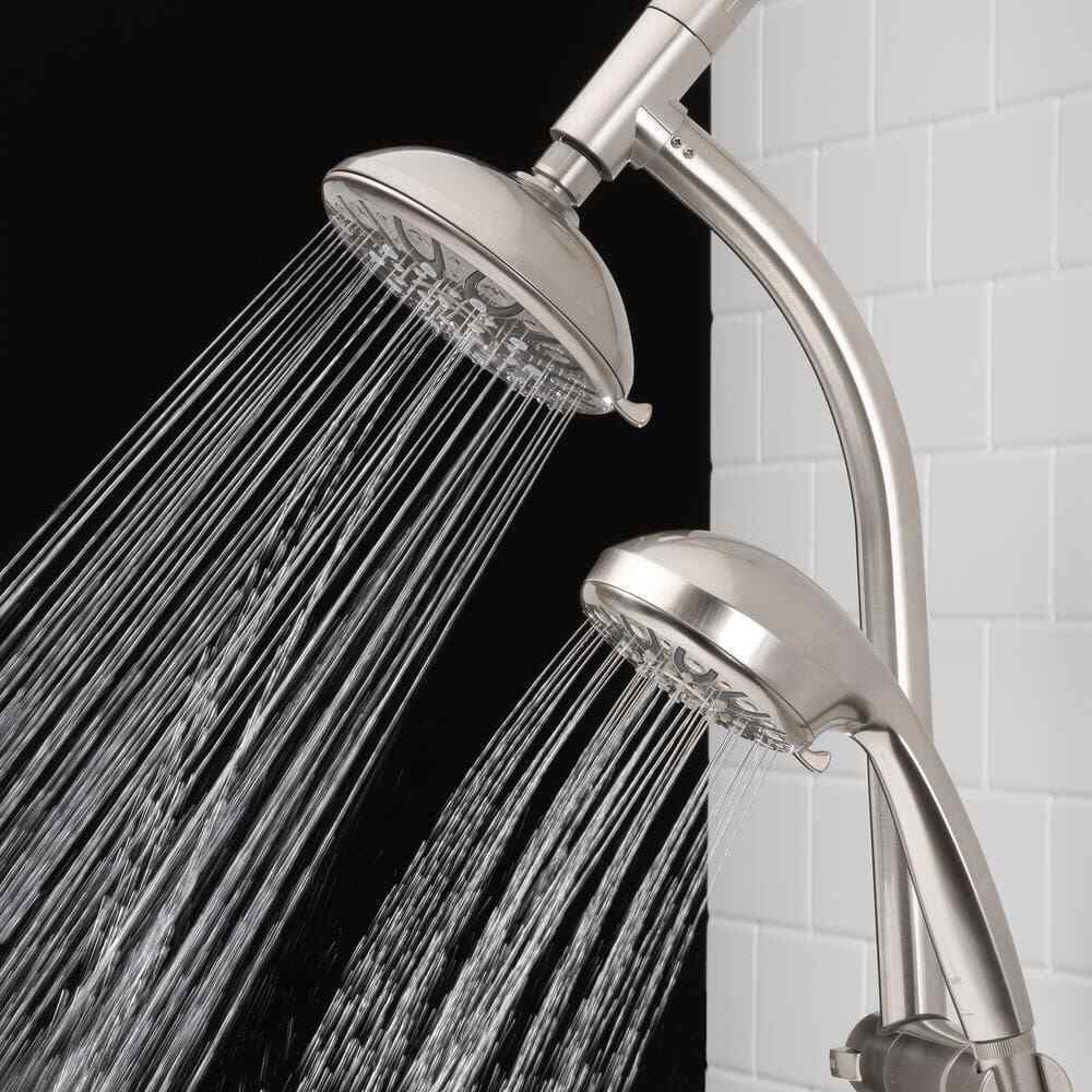 Glacier Bay 6-Spray Wall Bar Rain can Showerhead w/ 6-Spray Hand shower