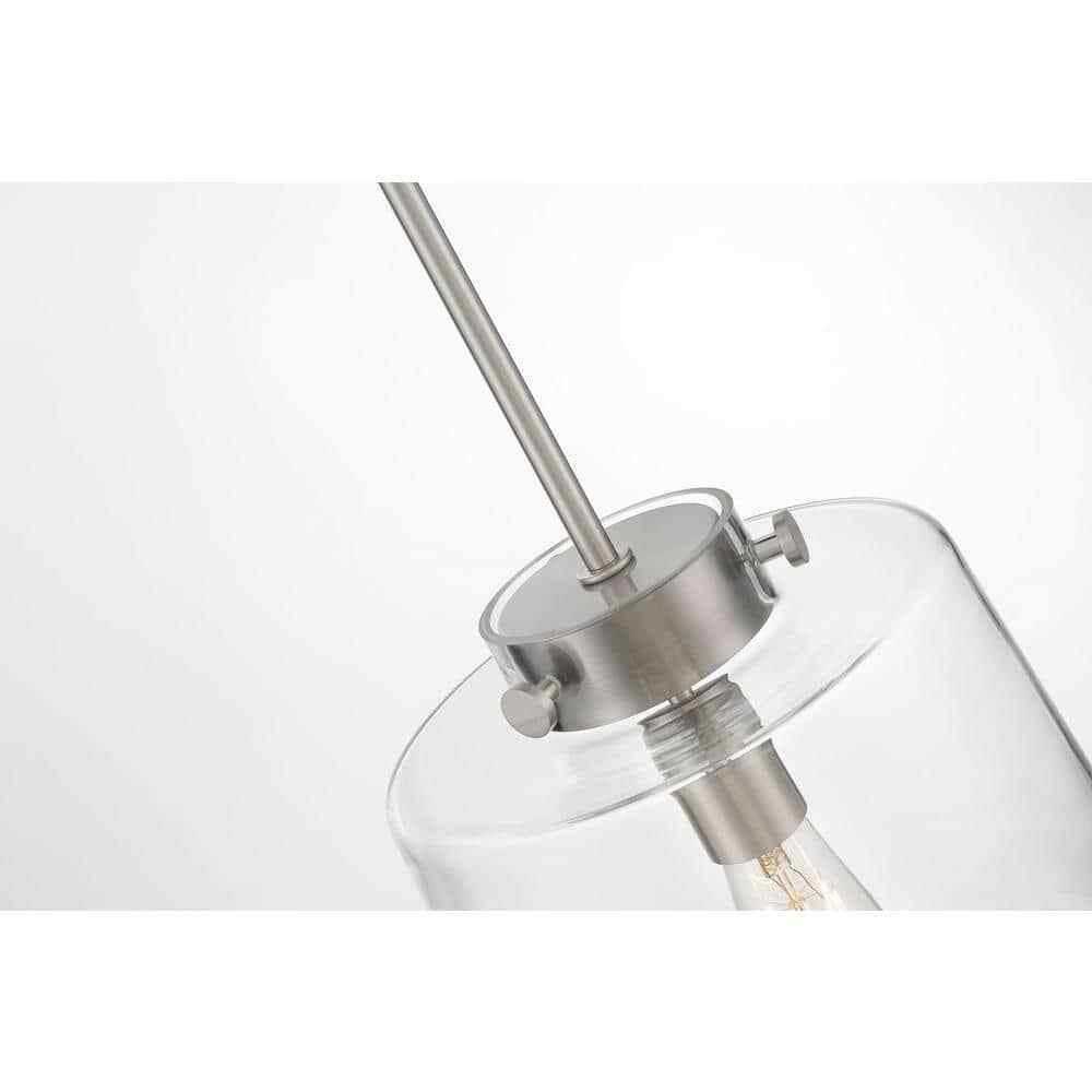 Hampton Bay Mullins 10 in. 1-Light Brushed Nickel Pendant Hanging Light