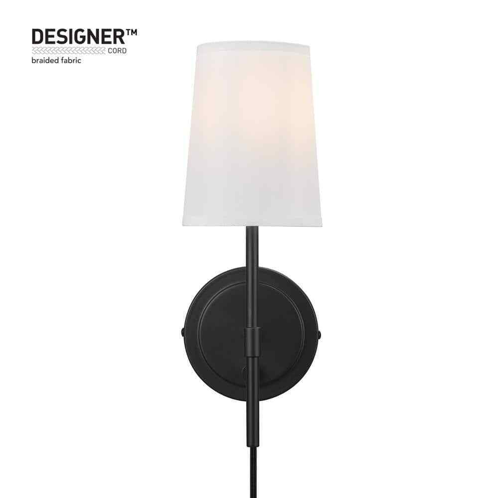 Hampton Bay Ridgeway 1-Light Matte Black Wall Sconce with LED Bulb T20