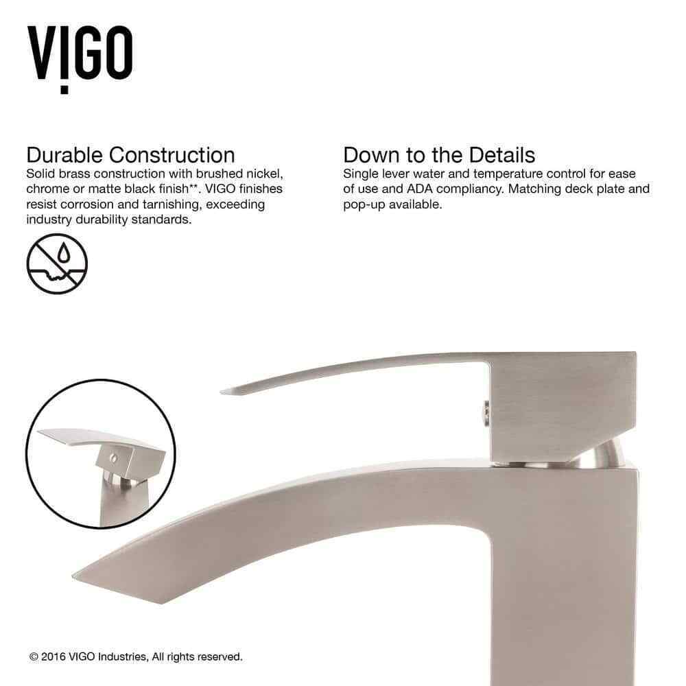 VIGO Duris Single Handle Single-Hole Bathroom Vessel Faucet in Brushed Nickel