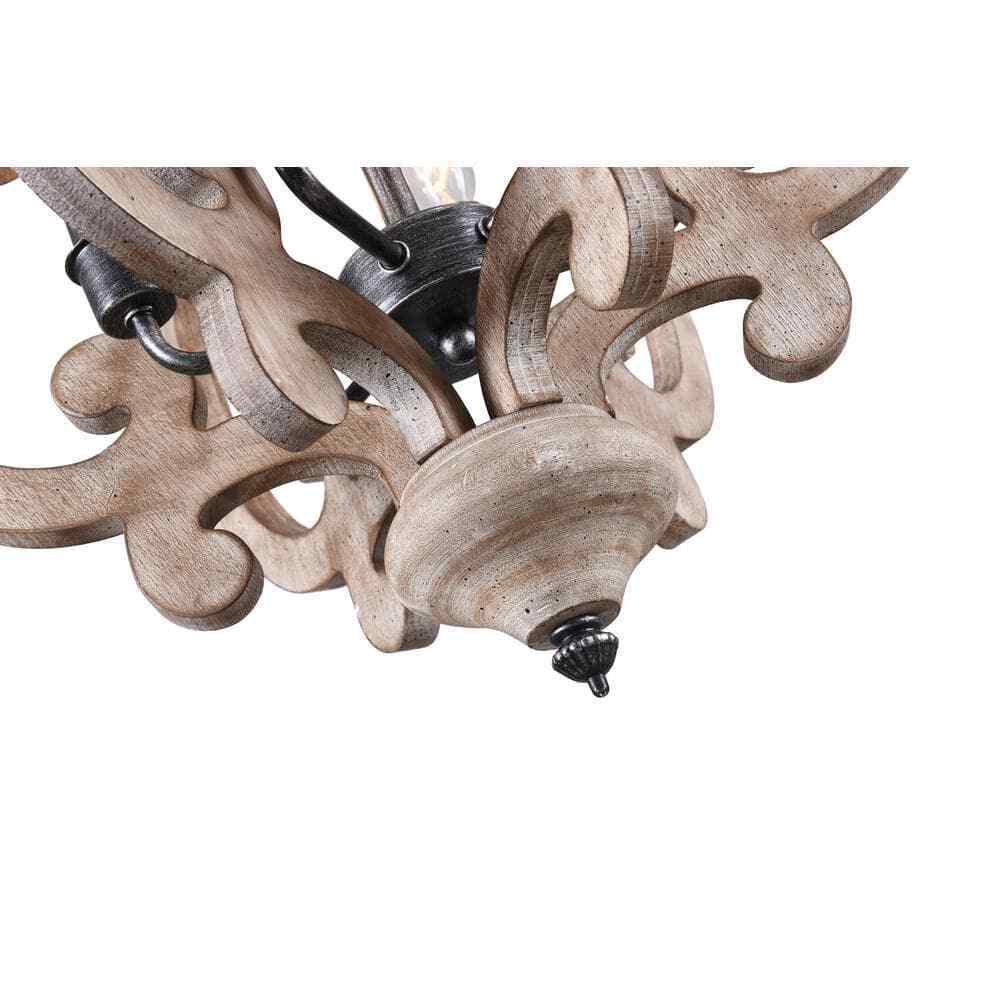 Bella Depot 6-Light Weathered Wood Cottage Chic Crown Chandelier