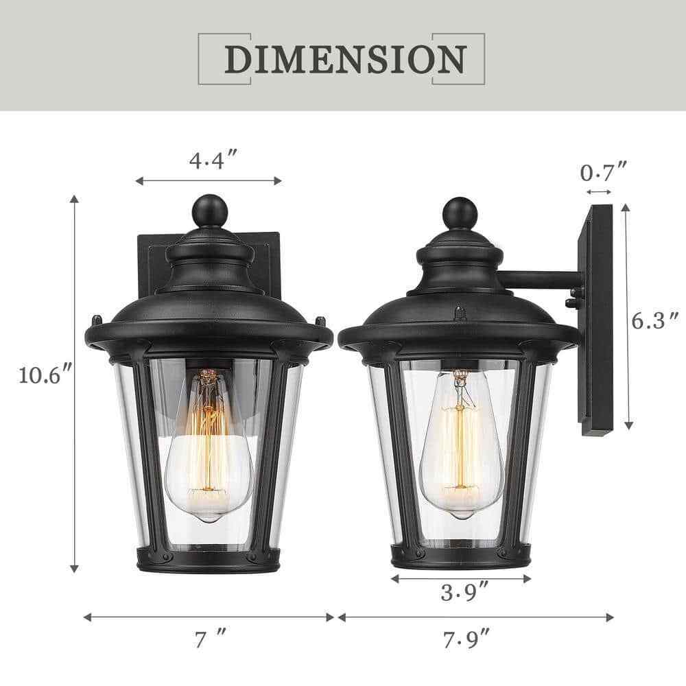 JAZAVA Black Aluminum Outdoor Hardwired Outdoor Lighting Fixture Wall Sconce