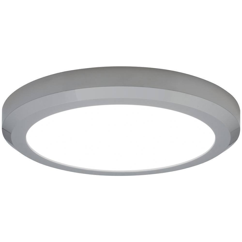 Hampton Bay 16 in. 1-Light Edge-Lit Chrome Dimmable LED Flush Mount