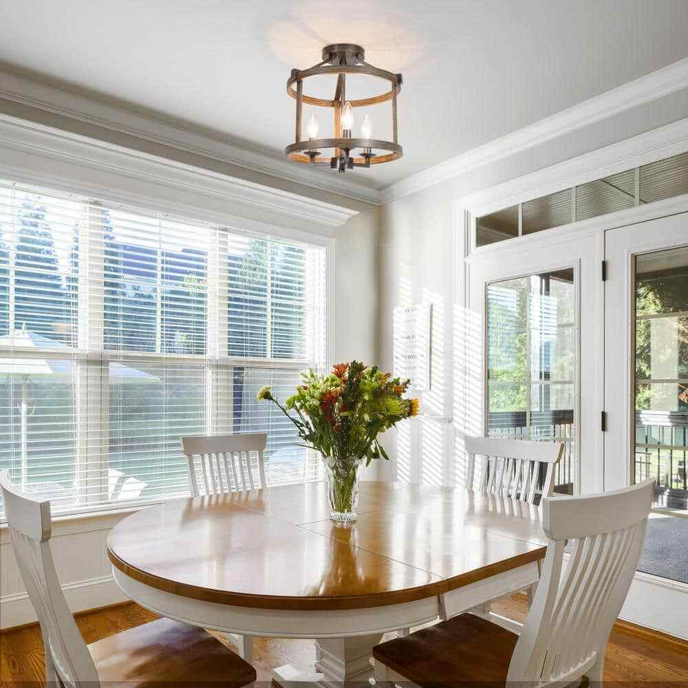 LNC Farmhouse Flush Mount Ceiling Light 3-Light Bronze Ceiling Light Fixture