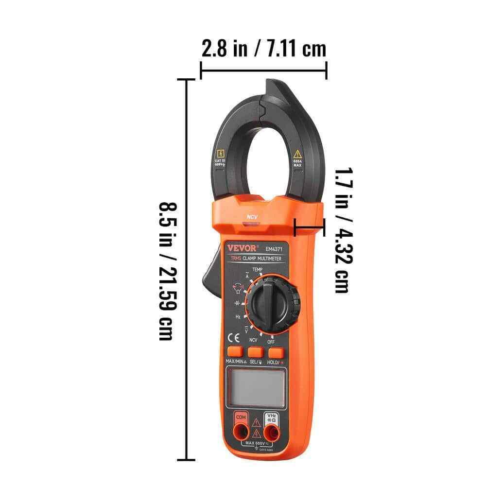 VEVOR 600 Amp Digital Clamp Meter DC/AC Multimeter True RMS Auto Ranging