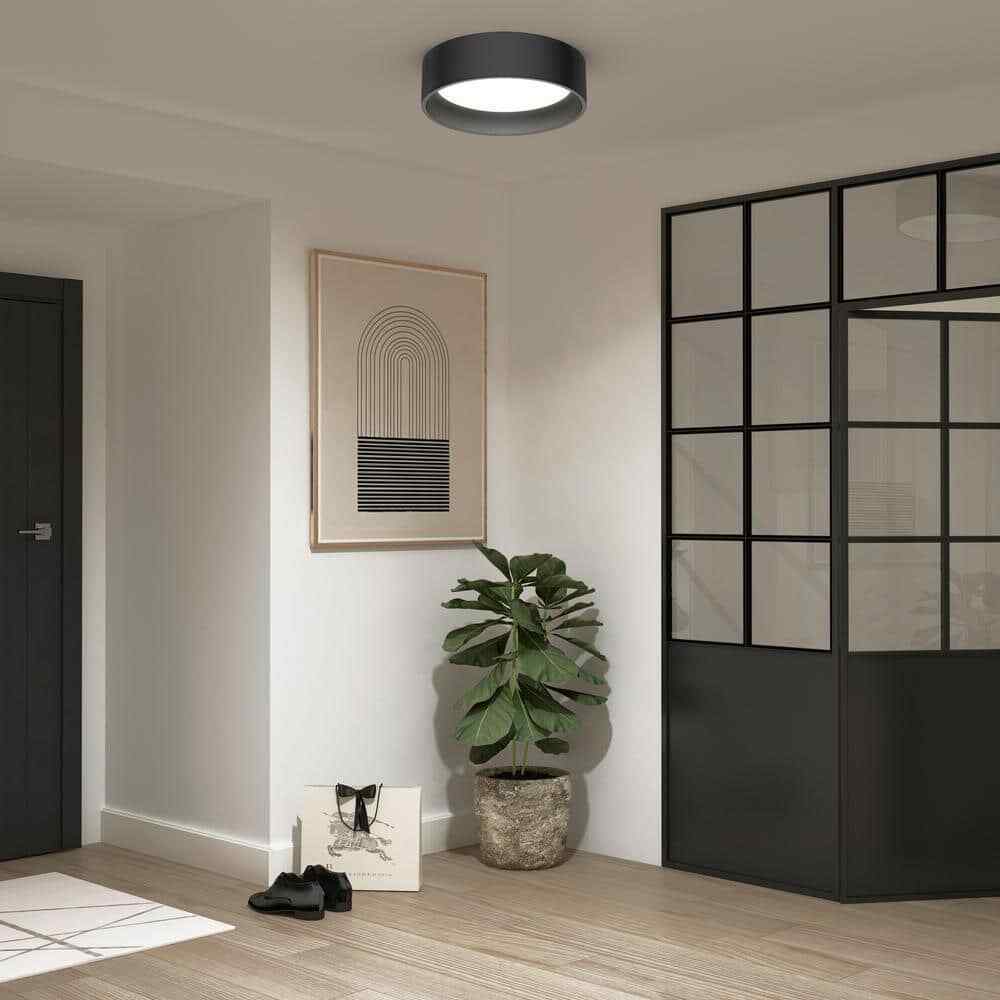 Artika Alton Modern Black LED 3 CCT Flush Mount Ceiling Light Fixture
