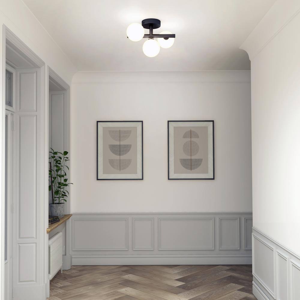 Artika Bloom 13 in 3-Light Black Selectable LED Modern Flush Mount Light Fixture