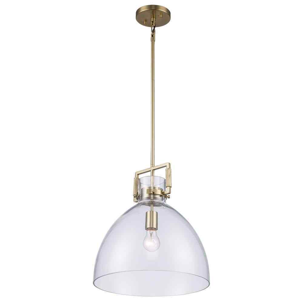 Hampton Bay Ballington Gold Oversized Pendant Light Fixture w/ Clear Glass Shade