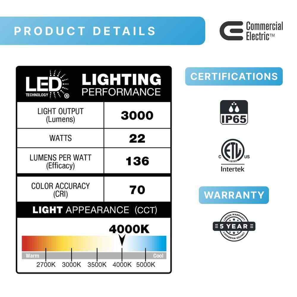 Commercial Electric 150W Equivalent Bronze Outdoor LED Security Light 3000 Lumen