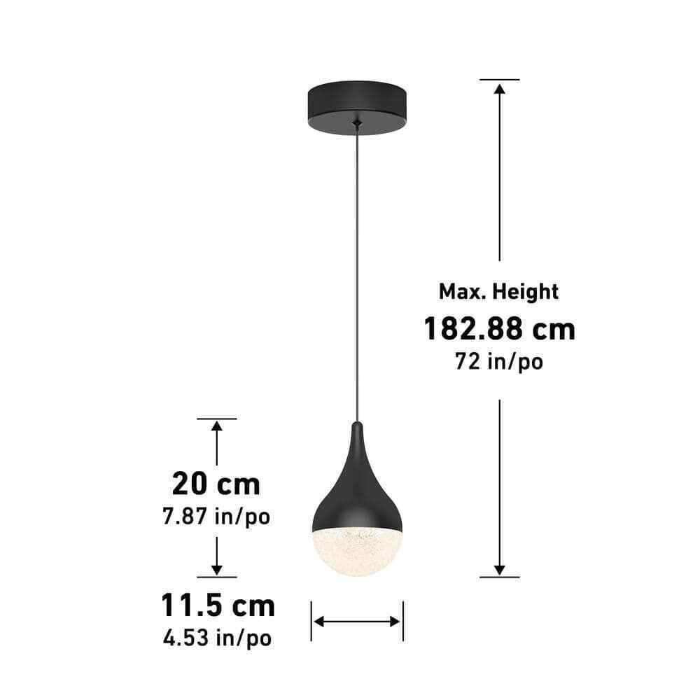 Artika Glitzer 6.5-Watt LED 1-Light Black Modern Hanging Pendant Light
