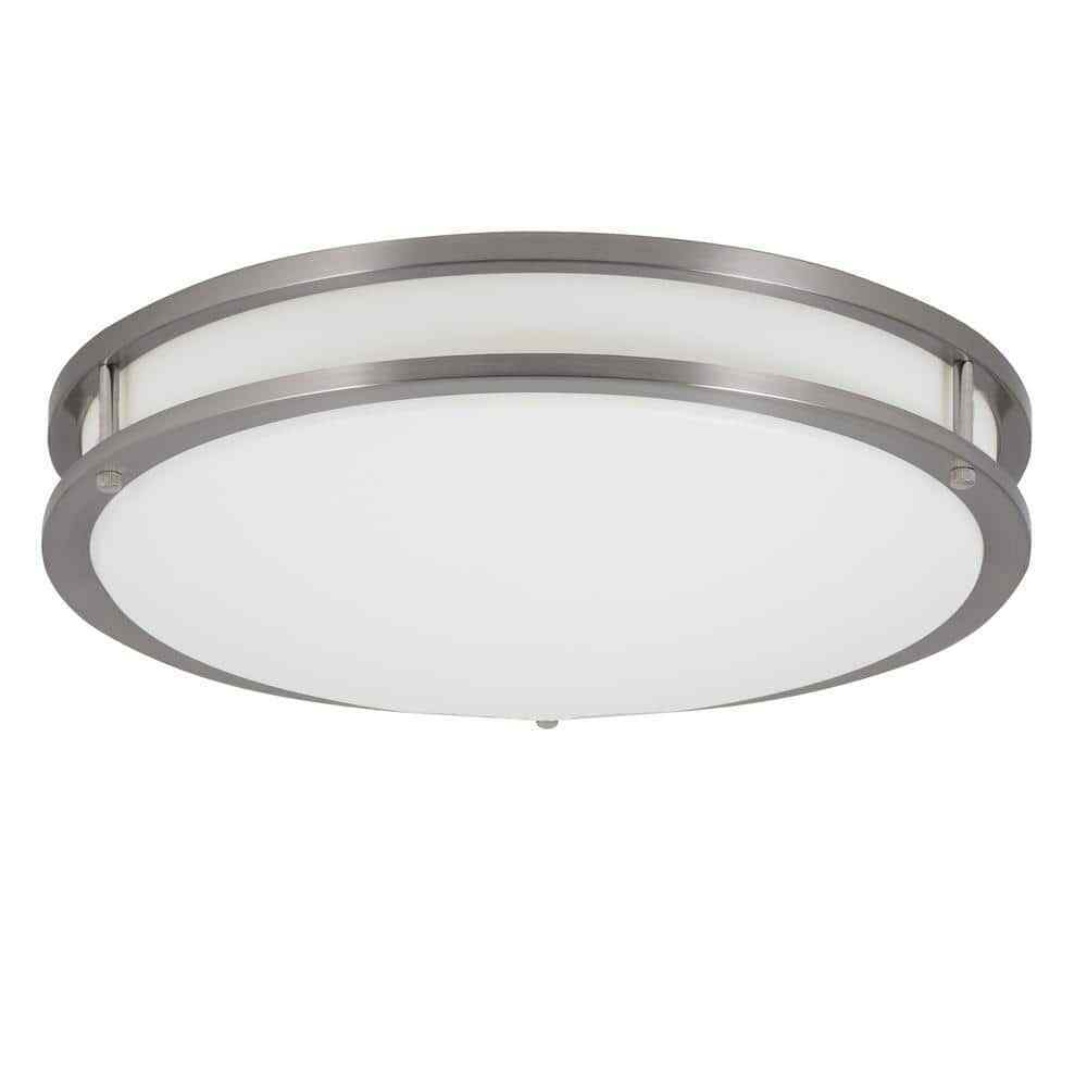 Commercial Electric 16 in. Smart Color Selectable LED Brushed Nickel Flush Mount