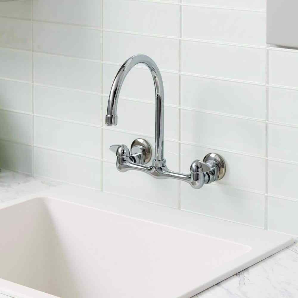 Glacier Bay Builders Double-Handle Wall Mount Standard Kitchen Faucet Chrome