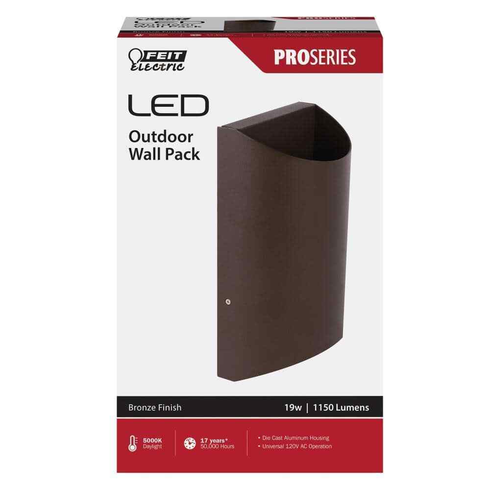Feit Electric 8 in. 19-Watt Integrated LED Bronze Security Wall Light 4-Pack