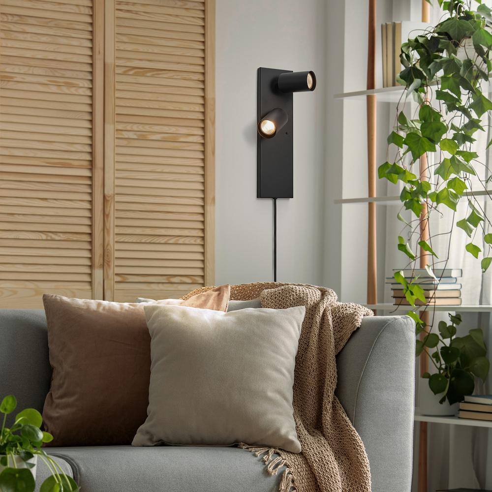 Globe Electric Davies Matte Black Plug-In or Hardwire Wall Sconce w/ Switch