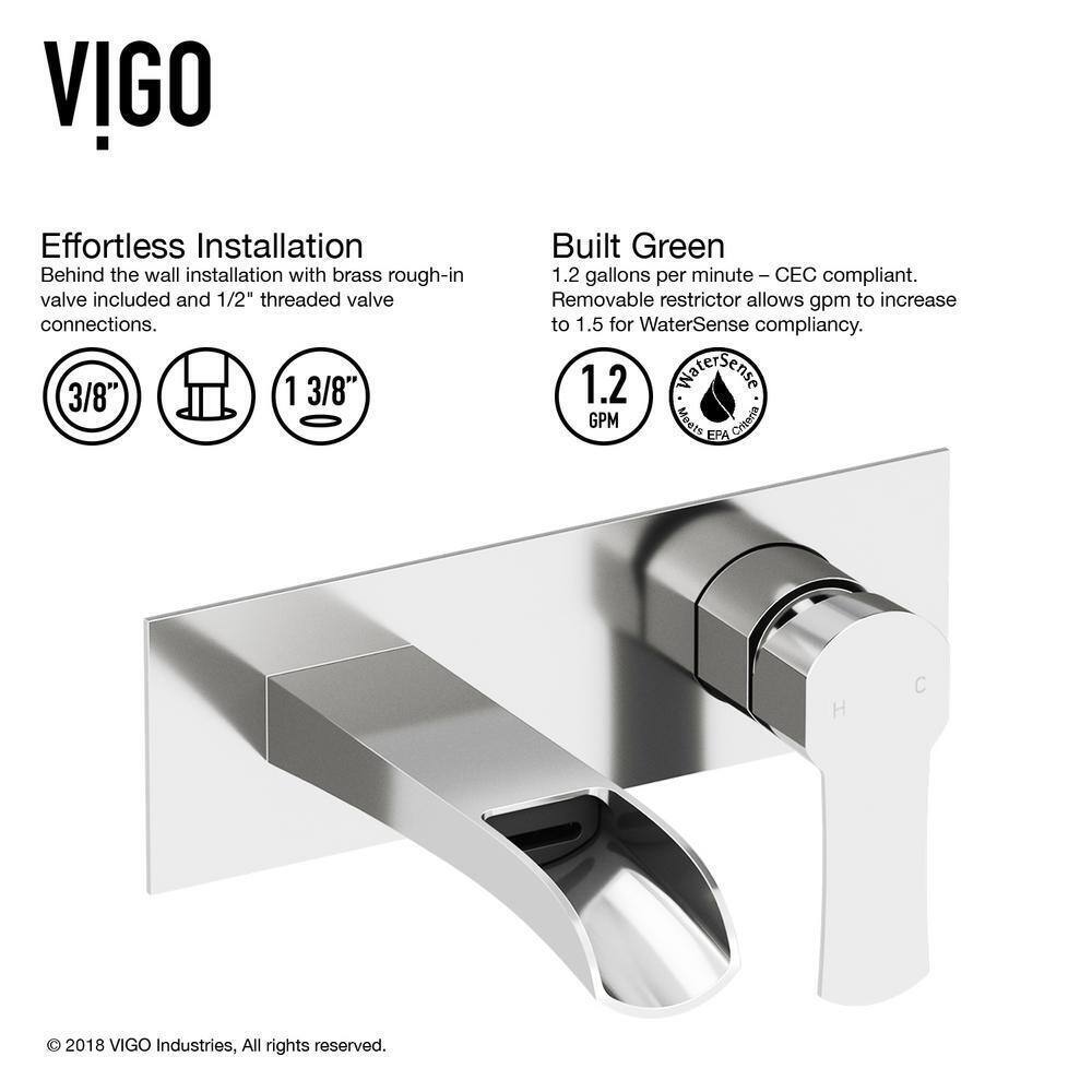 VIGO Cornelius Single Handle Wall Mount Bathroom Faucet in Chrome VG05004CH