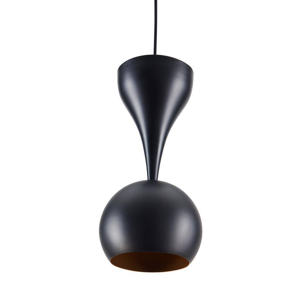Southern Enterprises Conner Matte Black Midcentury Modern Dome Pendant Lamp