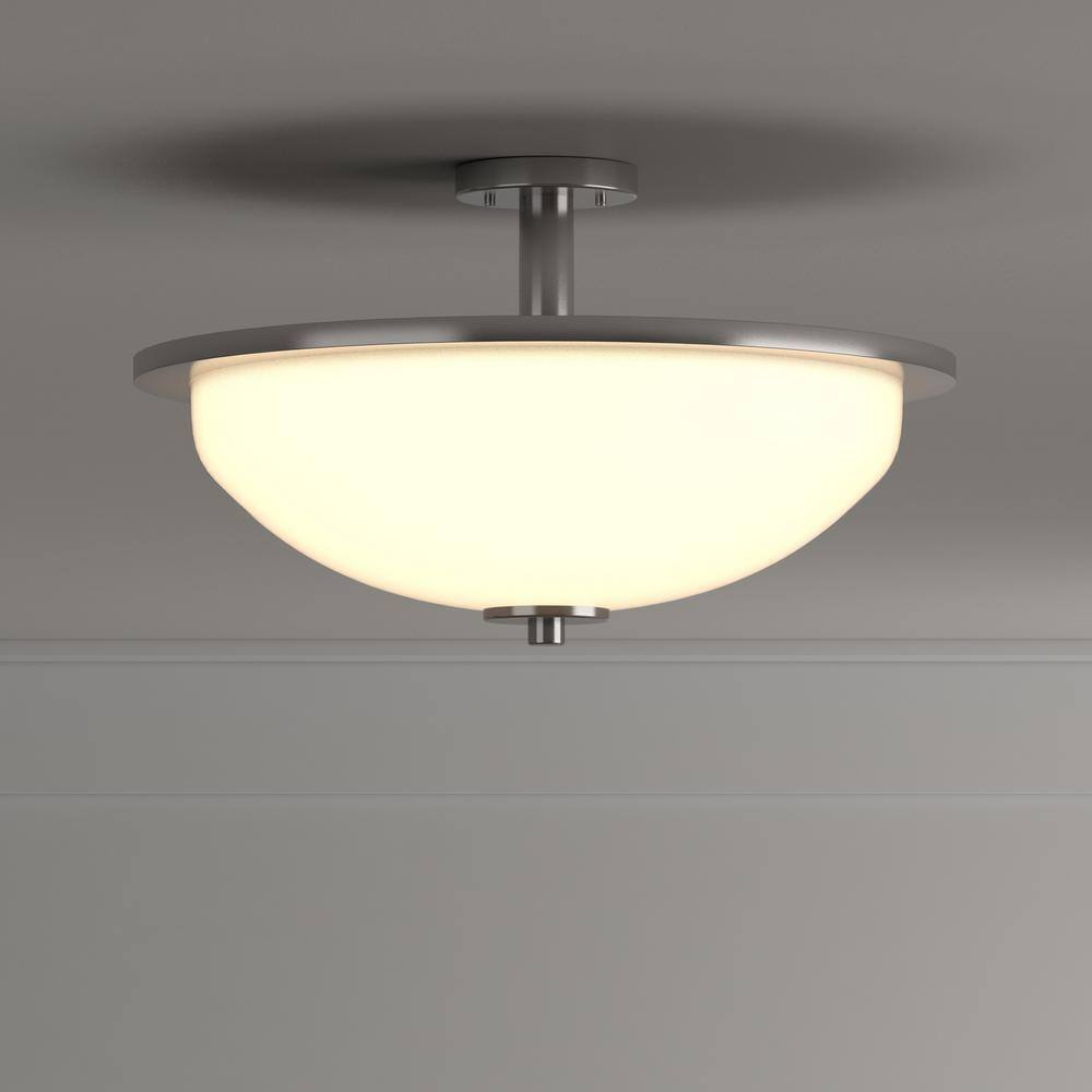 Progress Lighting Replay 1-Light Brushed Nickel LED Semi-Flush Mount Light