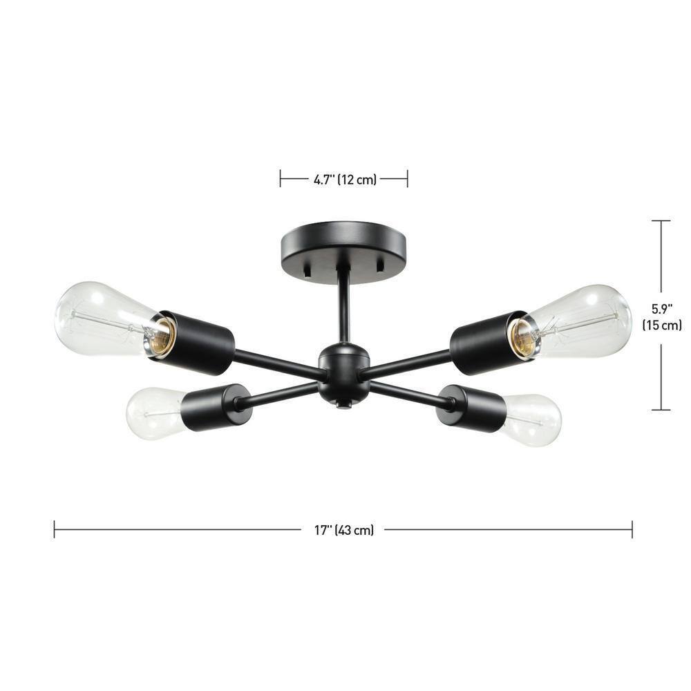Globe Electric Vane 4-Light Matte Black Flush Mount Ceiling Light 66008