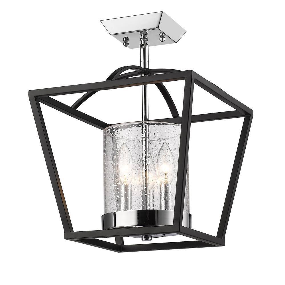 Golden Lighting Mercer 3-Light Black Semi-Flush Mount Light