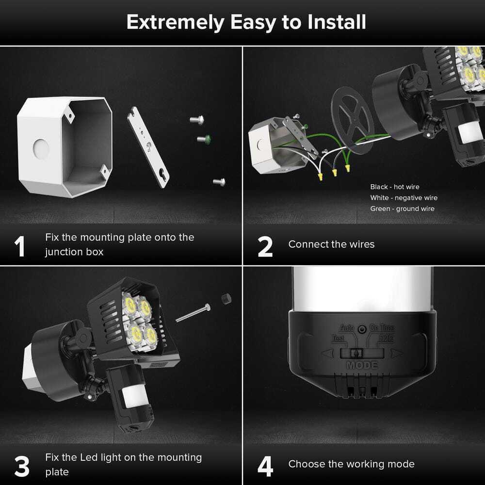 SANSI 180-Degree Black Motion Sensor Outdoor Integrated LED Flood Light