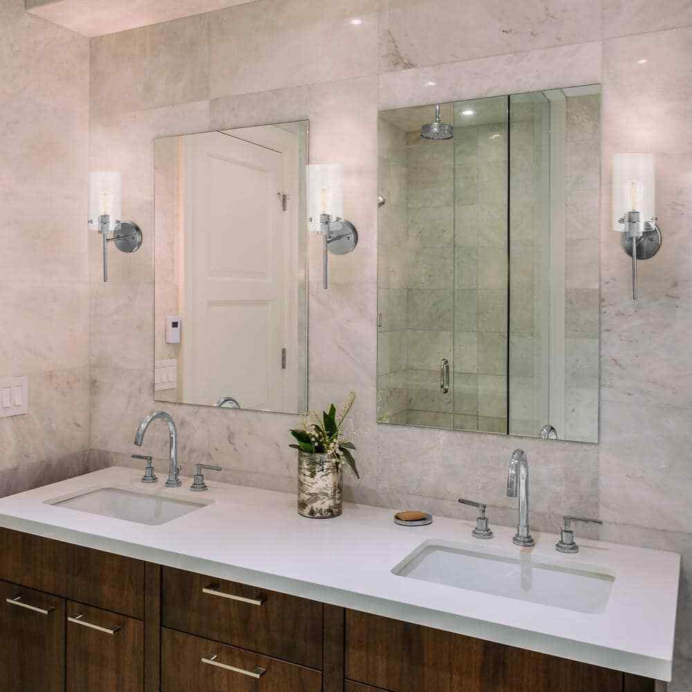 Globe Electric Cusco 1-Light Brushed Nickel Wall Sconce with Clear Glass Shade