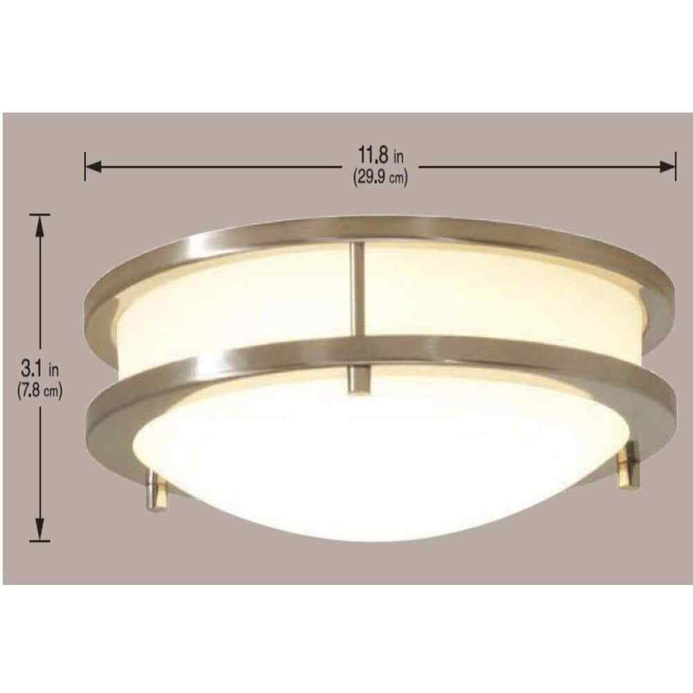 Hampton Bay Flaxmere 11.8 in. Brushed Nickel LED Flush Mount Ceiling Light