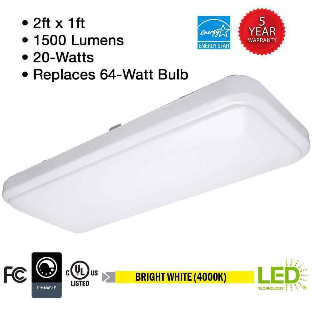 Commercial Electric 2 ft. x 10 in.LED Flush Mount Rectangular Ceiling Light