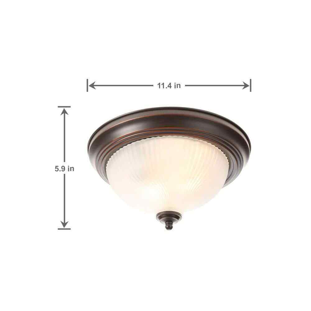 Hampton Bay 11 in. 2-Light Oil-Rubbed Bronze Flush Mount w/ Frosted Swirl Glass