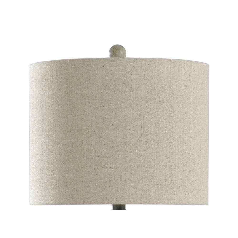StyleCraft 25.5 in. French Oak Table Lamp with White Hardback Fabric Shade