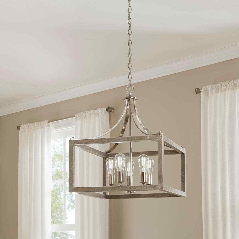 Hampton Bay Boswell Quarter 14 in. 3-Light Brushed Nickel Farmhouse Chandelier