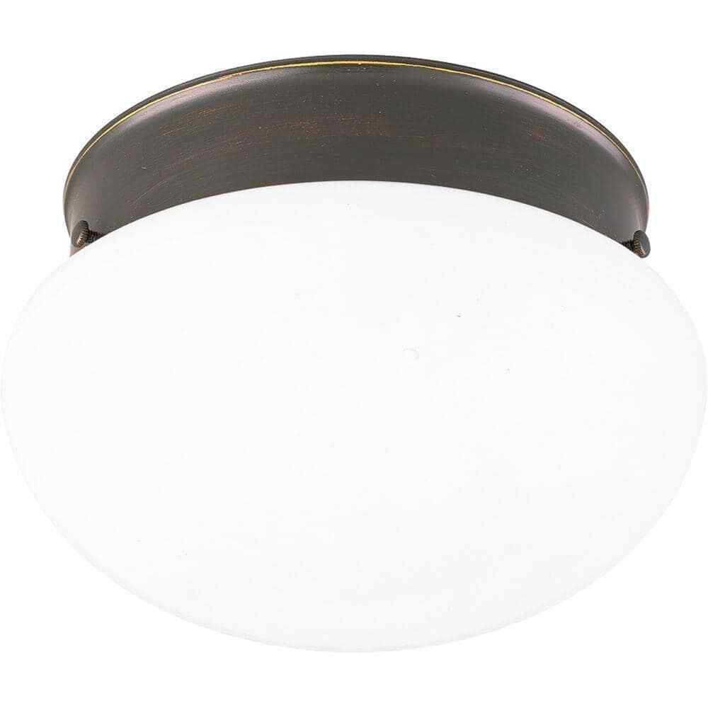 Progress Lighting 2-Light Antique Bronze Flush Mount with White Glass