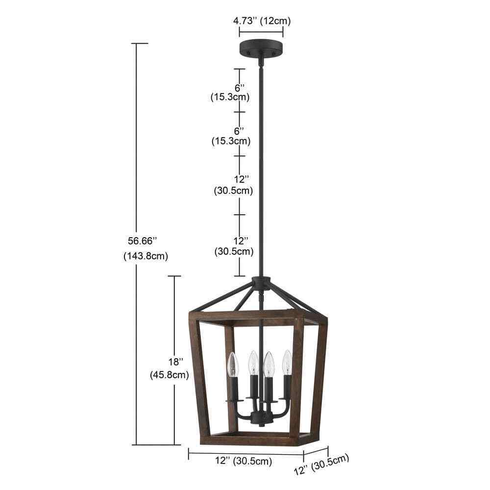 Pia Ricco 4-Light Matte Black Lantern Pendant 1Jay-51214