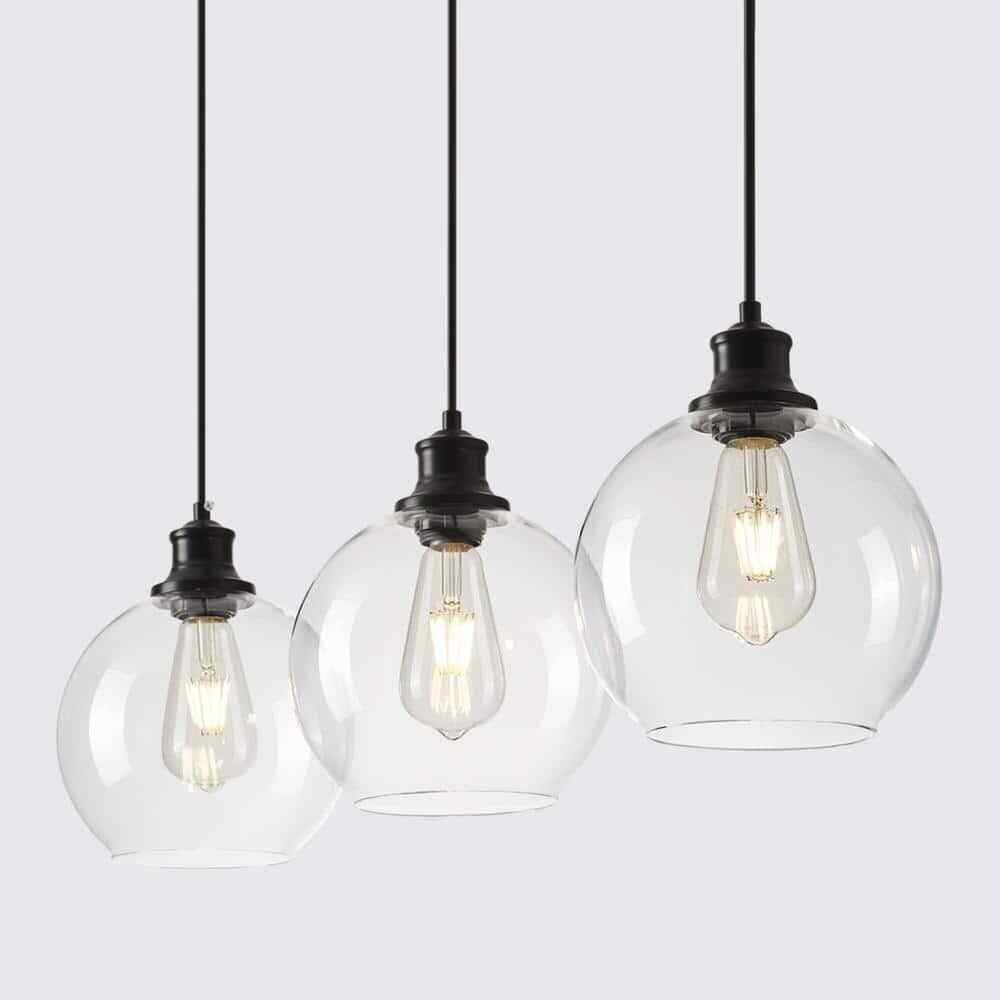 GoYeel Modern Contemporary Black Ceiling Pendant Light w/ Globe Glass Shade